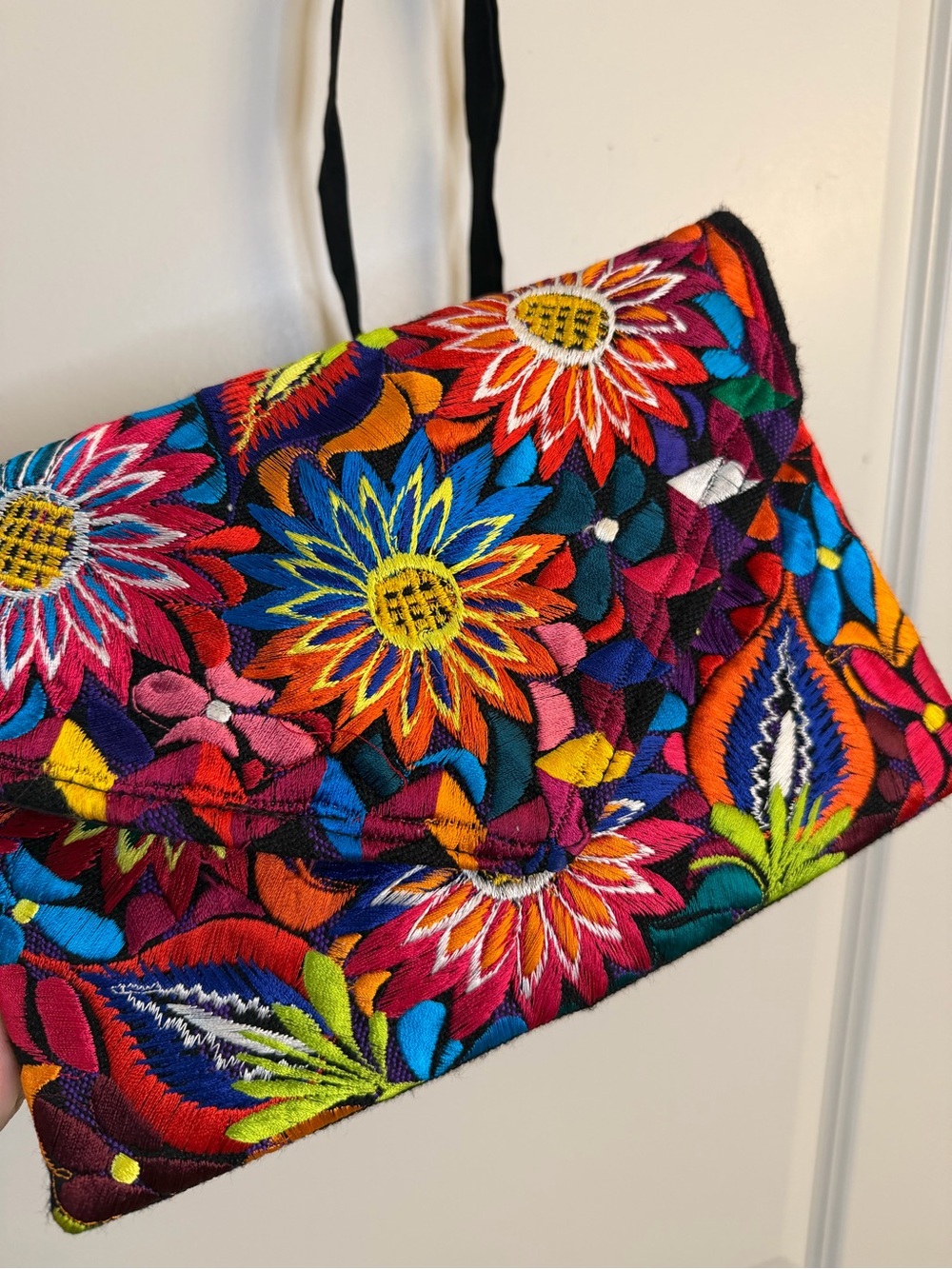 Embroidered Floral Multicolor Clutch Bag